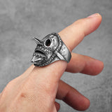 Men's stainless steel ring in rock star style with mask-shaped