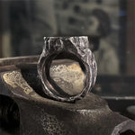 Männerring aus massivem Silber mit natürlichem Baumdesign