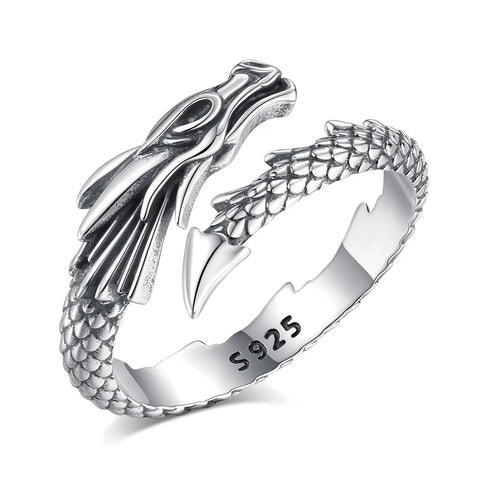 925 Sterling Silber Drachenring Verstellbarer