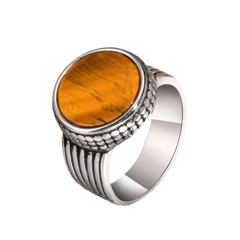 Edelstahlring für Herren mit Tiger Eye Stein Wasserfes