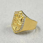 Gold Templer Ritter Ring aus Zirkonia mit Ritter mit Schwert