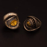 Drachenauge Ring aus Silber mit goldenem Emblem