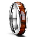 Wedding BandHerren Frauen 4mm 6mm 8mm Edelstahl Echtes Braun Koa Holz - Siegelring-shop