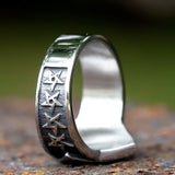 Herrenring mit Gothic-Pentagramm-Motiv aus Edelstahl
