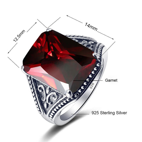 Ring aus 925 Sterling Silber mit synthetischem Rubin rechteckig