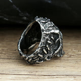 Schwarz-Silberner Teufelskopf-Ring aus Edelstahl steampunk Skull Ring