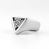 Edelstahl Siegelring mit Valknut-Symbol im minimalistischen Stil - Siegelring-shop