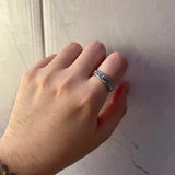 Hui Palindrom-Muster Ring für Männer aus Silber Handgefertigter Unisex Offener Ring
