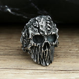 Schwarz-Silberner Teufelskopf-Ring aus Edelstahl steampunk Skull Ring