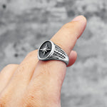 Silber Ring mit Nordstern Emblem für Männer Schmuckantikes Design