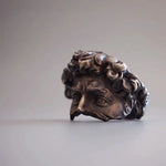 Retro artistic ring for men made of bronze with 3D motif