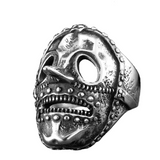 Men's stainless steel ring in rock star style with mask-shaped