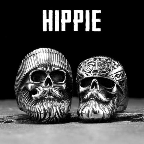 Hippie Skull Rider Men Rings Stainless Steel Women