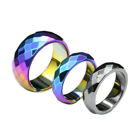 Facettenschliff Titan Ringe Regenbogen.