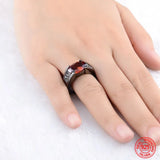 925 Sterling Silber Ring mit synthetischem rotem und lila Rubin für Männe
