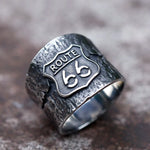 Route 66 Ring aus 316L Edelstahl mit geprägtem Emble