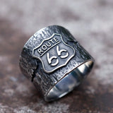 Route 66 Ring aus 316L Edelstahl mit geprägtem Emble
