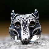 Herrenring aus 316L Edelstahl im Wikinger Wolf Design - Siegelring-shop