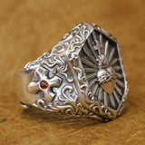 925 Sterling Silber Signetring mit Herzen und Kreu