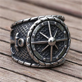 Kompass Ring Handgefertigter Silberring mit nautischem Anker-Emblem