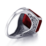 Ring aus 925 Sterling Silber mit synthetischem Rubin rechteckig