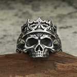 Gothic Edelstahl Ring mit Krone und Totenkopf für Herren