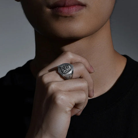 Edler Siegelring-Ring für Männer aus 925er Sterling Silber