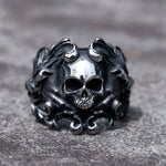 Men's ring made of 316L stainless steel with skull and devil horns