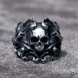 Men's ring made of 316L stainless steel with skull and devil horns