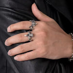 **H1: Vintage Gotischer Stahlring mit Totenschädel- und Tiermotiv, Fingerlinge aus Edelstahl für Männer**