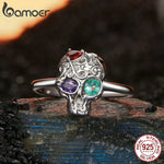 925er Sterling Silber Skull Ring mit bunten Edelsteinen