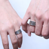 925 Sterling Silber Ring mit goldenem Hirsch und kunstvollem