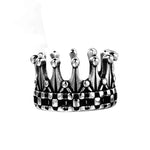 Herrenring im Kronen-Design aus Edelstahl im Punk-Rock-Stil in Silber - Siegelring-shop