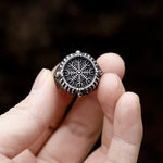 Wikinger Siegelring mit Vegvisir und Odins Runen - Siegelring-shop