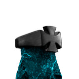 Black stainless steel ring with retro cross emblem for men
