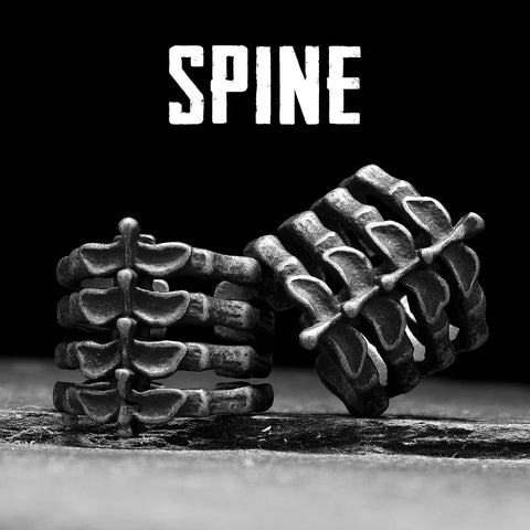 Men's ring with skeleton design made of black stainless steel