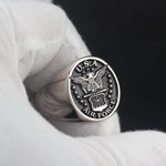 Handgefertigter Herrenring aus 925 Sterling Silber mit U.S. Air Force Emblem