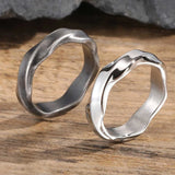 Ring für Männer Oxidierter verdrehter Edelstahl-Fingerband in Schwarz und Silber