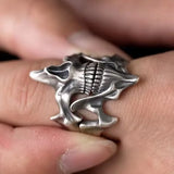 **H1: Vintage Gotischer Stahlring mit Totenschädel- und Tiermotiv, Fingerlinge aus Edelstahl für Männer**