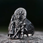 Herren Siegelring mit Baphomet-Motiv in Edelstahl Handgefertigter Stil - Siegelring-shop