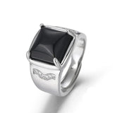 Herrenring aus 925 Silber mit schwarzem Obsidian und Zirkonia-Akzenten - Siegelring-shop