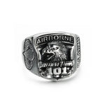 Edelstahl-Signet-Ring mit 101 Airborne-Emblem und Adler-Motiv