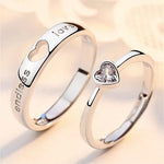 Silbernes Partner-Ringset mit Herz-Motiv und Zirkonia im 2er-Set - Siegelring-shop