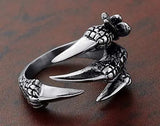 Titanstahl Drachenklauen Ring schwarzer Gothic-Ring