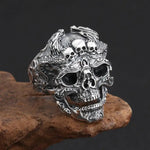 Herrenring mit Totenkopf-Design Gotischer Punk-Stil Silberfarben - Siegelring-shop