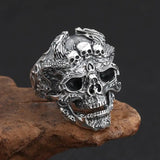 Herrenring mit Totenkopf-Design Gotischer Punk-Stil Silberfarben - Siegelring-shop