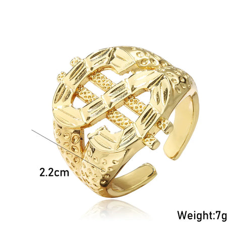 Dollarzeichen Ring für Männer aus Edelstahl in Gold – Hip Ho - Siegelring-shop