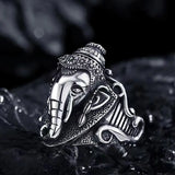 Silberfarbiger Ganesha-Elefant-Gott-Signet-Ring für Männe