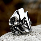 Edelstahl Ring mit Blitz-Stil und Skull-Design für Männer