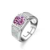 925 Sterling Silber Ring für Männer mit grünem Moissanite